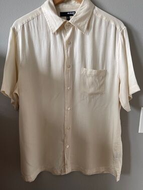 Murano silk button down shirt cream L